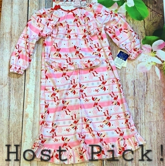 NWT Elf on the Shelf Girl’s Night Gown & Matching Doll Gown 2T Pajamas PJs Pink - Picture 1 of 7
